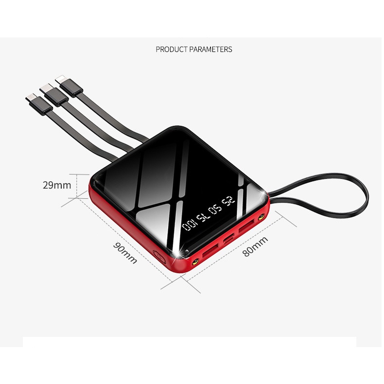 Sạc dự phòng mini có cáp (20.000maH) [CHẤT]