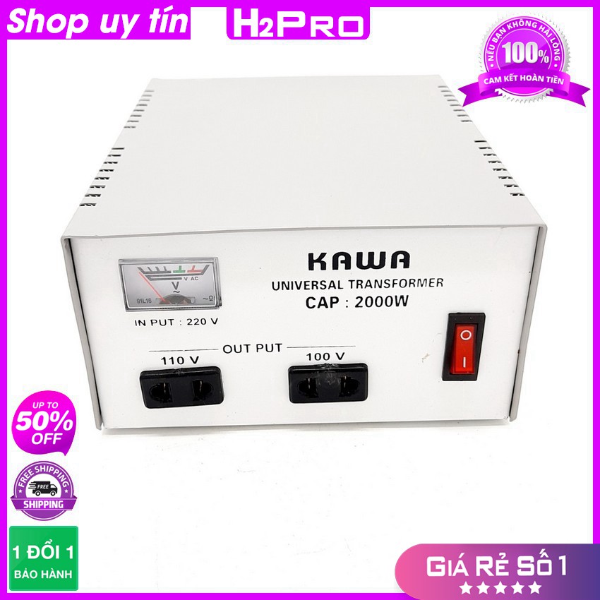 [RẺ VÔ ĐỊCH] Biến áp tự ngẫu Kawa 2000W H2Pro, bộ đổi nguồn 220v sang 110v, 100V 2000w chính hãng