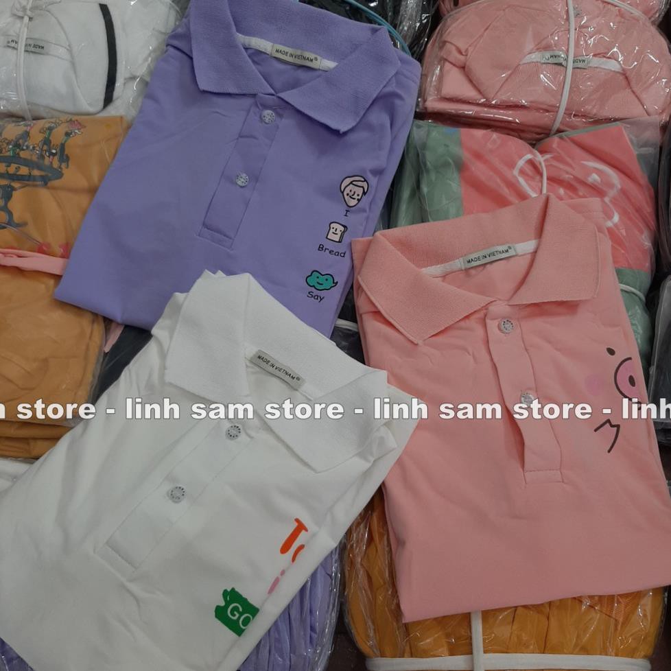 Áo thun POLO nữ tay lỡ có cổ phông form rộng freesize unisex mặc đi học, cặp, nhóm, lớp in hình DỄ THƯƠNG  ༷