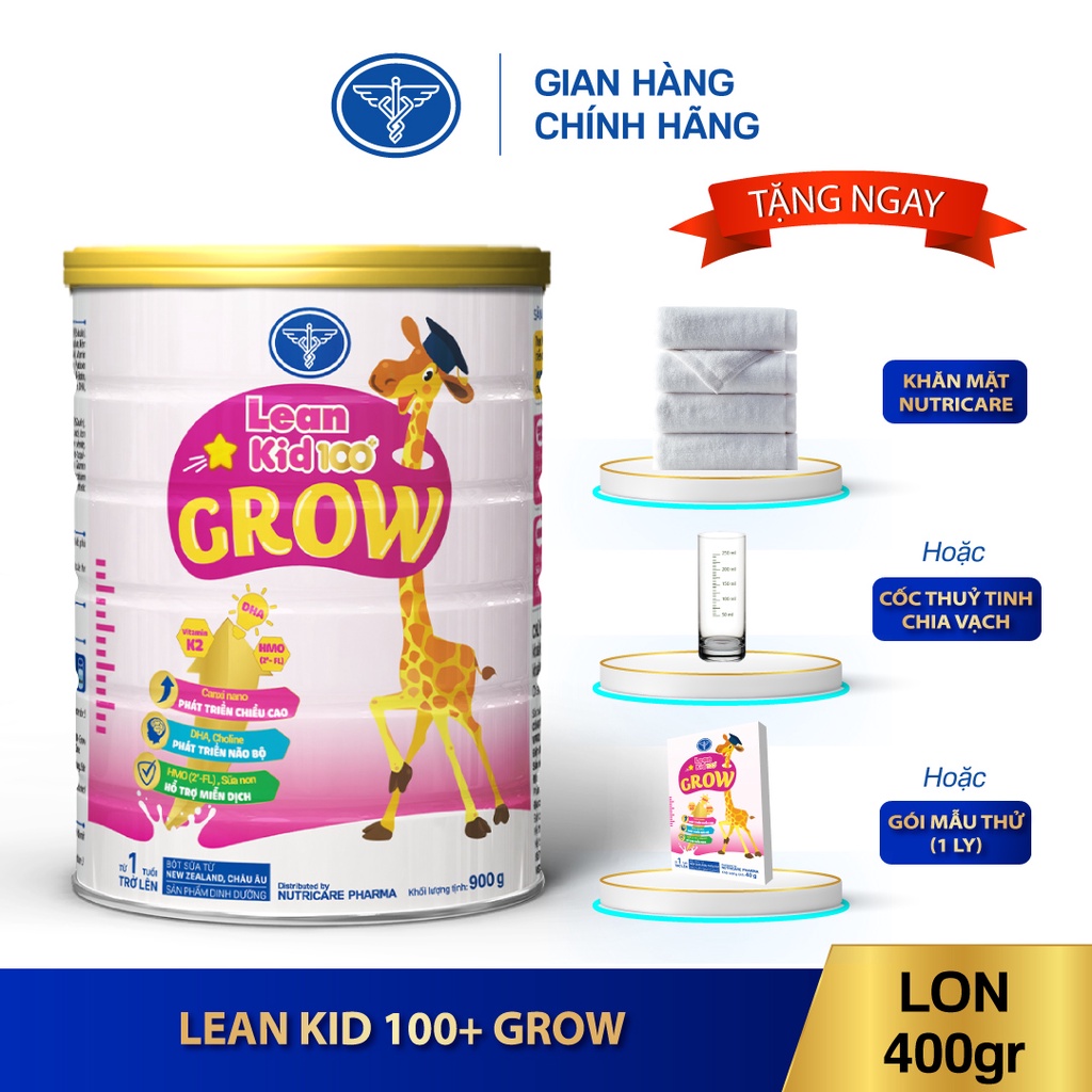 01 lon sữa Leankid 100+ Grow 400g - Dinh dưỡng hỗ trợ phát triển chiều cao