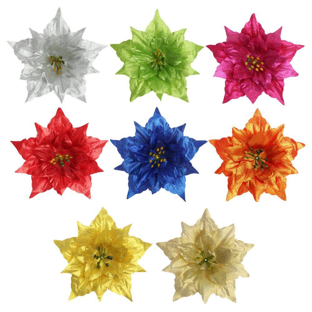 Set 5 Bông Hoa Nhân Tạo 14cm Trang Trí Tiệc Giáng Sinh Mới