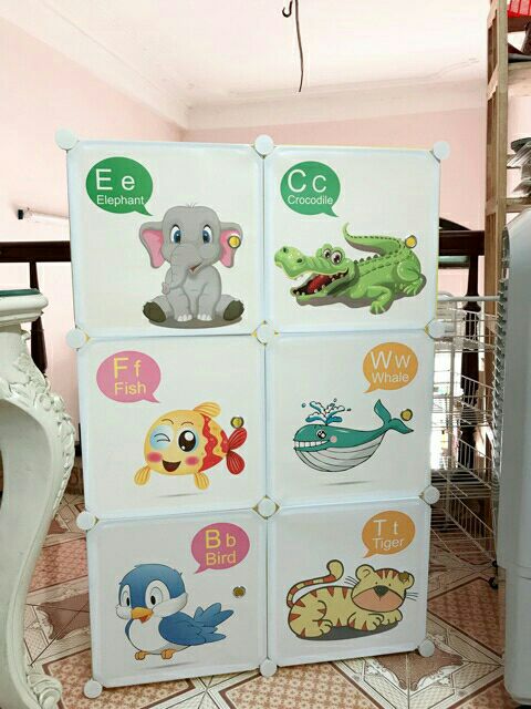 Tủ nhựa ghép 6 ngăn size lớn mẫu họa tiết
