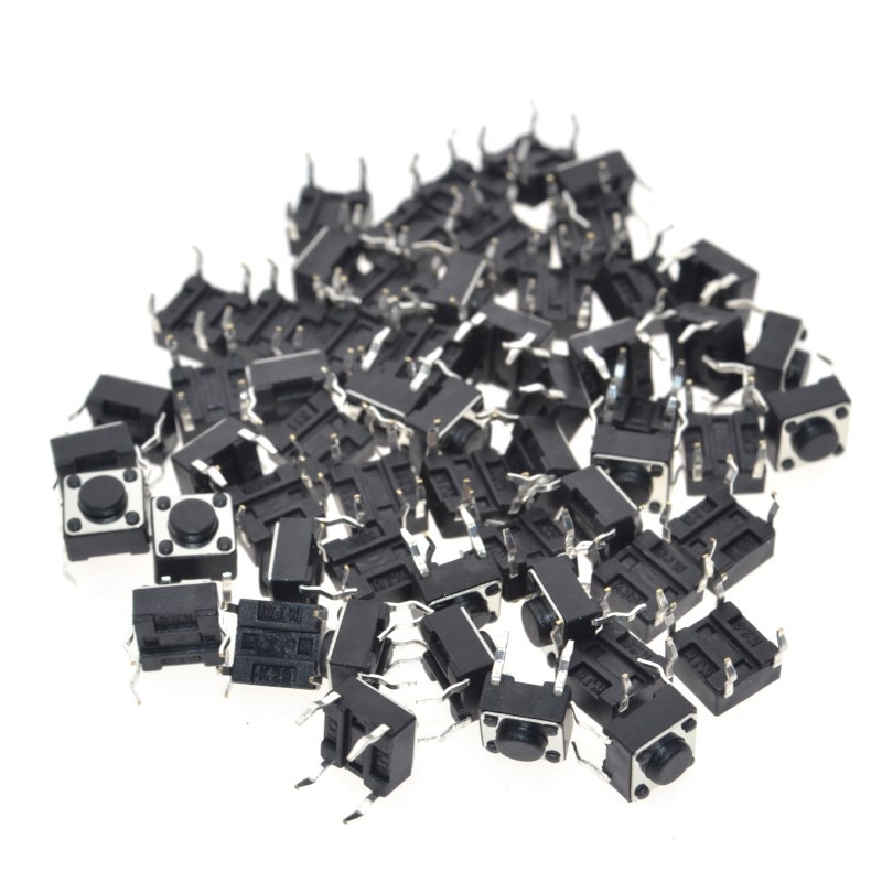 Bộ 100 công tắc nhấn mini PCB 6x6mm DIP 4 chấu 6x6x4.3/5/6/7.3-25MM 6*6*4.3MM 5MM 6MM 7MM 8MM-25MM