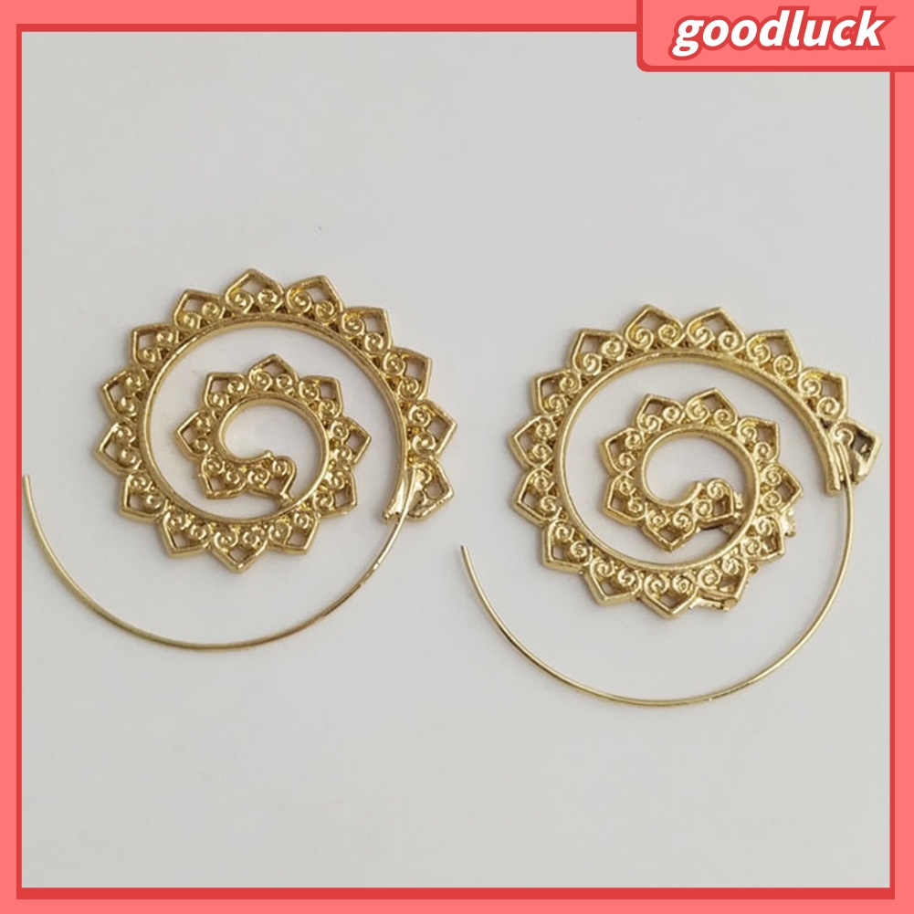 Đôi khuyên tai hình tròn xoắn ốc trang trí trái tim sành điệu cho nữ