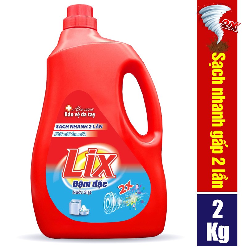 Nước giặt Lix Đậm Đặc Hương Hoa Chai 2Kg - Tẩy Sạch Cực Mạnh Vết Bẩn - NG201