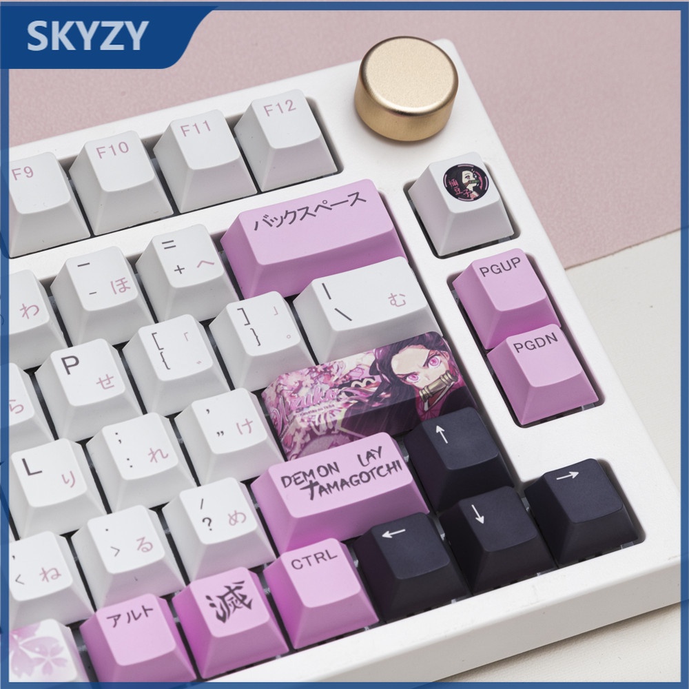 135 Phím Kamado Nezuko Keycaps Cherry Profile Demon Slayer Pink Anime PBT Dye Sub Bàn phím cơ học Keycap