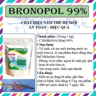 Dung dịch diệt nấm trên cá koi, cá cảnh,tôm - bronopol 99% gói 1kg .