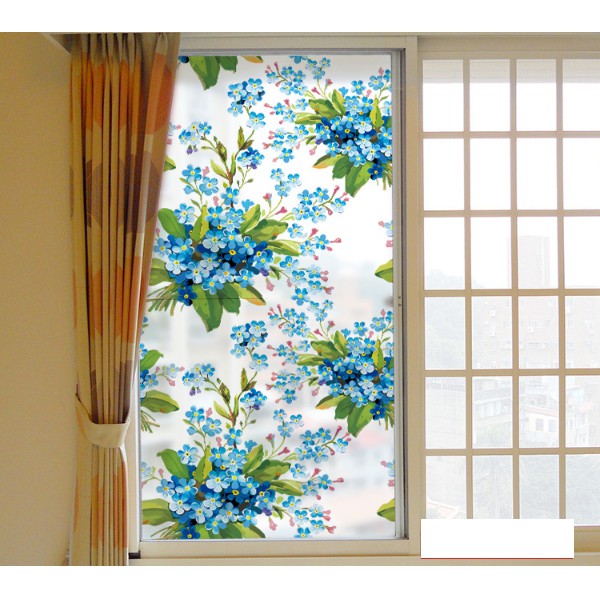 Decal dán kính cao cấp - Hoa Chùm Xanh ( 60x58cm )