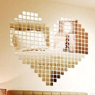 100Pcs Acrylic Mirror Square Shape Wall Stickers Nordic Style for Home Decoration