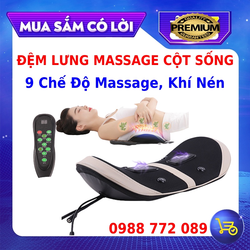 Máy massage lưng cột sống JB-3033 💯FREESHIP💯 Đệm massage mát xa lưng có điều khiển 9 chế độ sưởi ấm xung điện khí nén