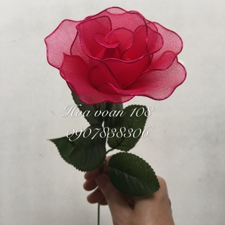 Hoa hồng bằng vải voan lá nhựa