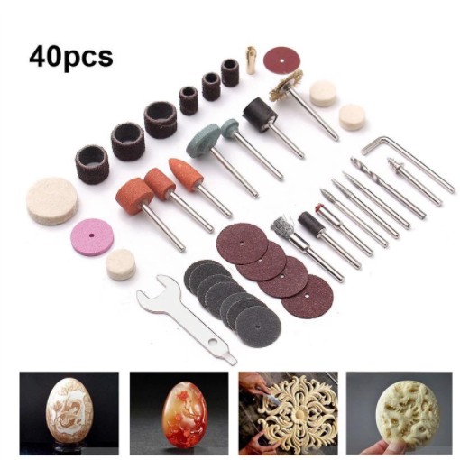 Bộ phụ kiện 40 pcs cho máy khoan mài mini cầm tay đánh bóng resin