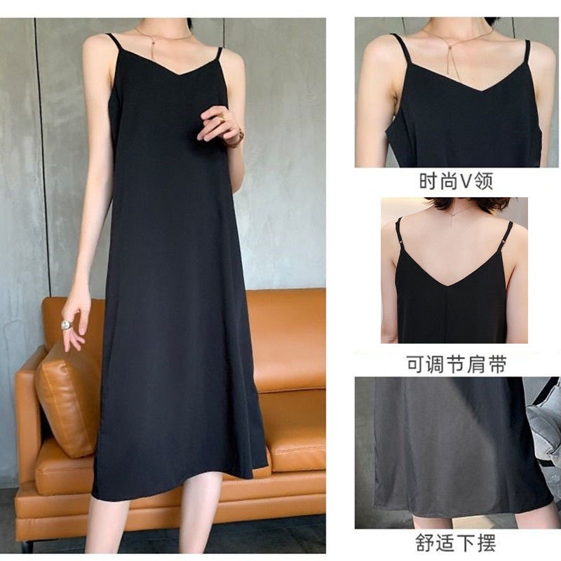 Đầm voan hai dây cổ chữ V dáng suông rộng phong cách Hàn Quốc thời trang mùa hè quyến rũ cho nữ