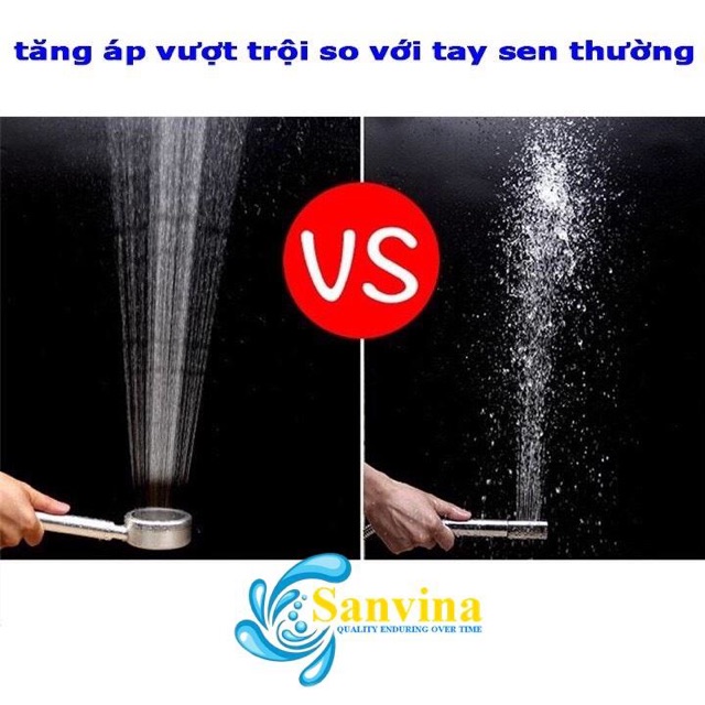 Vòi sen tắm tăng áp, tay sen tăng áp mạnh nhất hiện nay, tăng tối đa 400%, tia nước siêu mịn