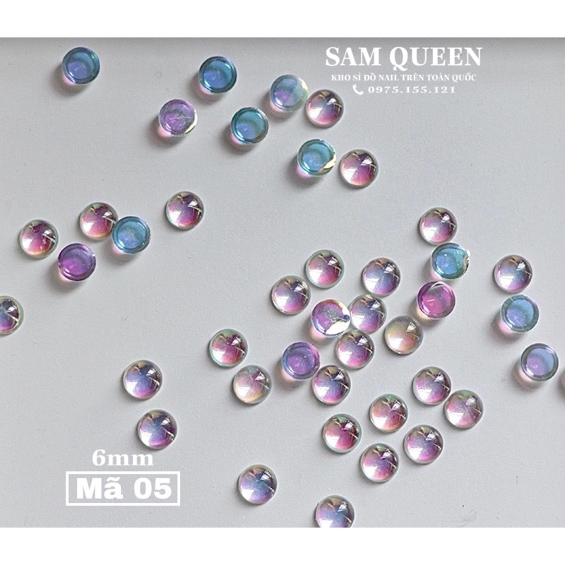 Sét đá khối pha lê chân bằng 100viên cực sáng trang trí móng.