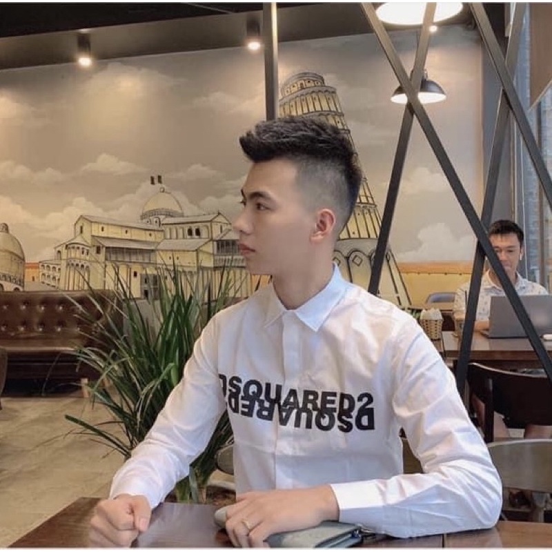 Áo sơ mi dài tay thời trang nam, Áo sơ mi hoạ tiết chữ DSQ2 btshop từ 45 đến 75 kg
