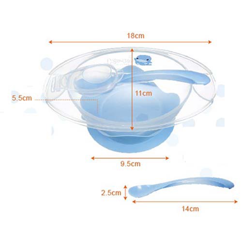 Chén ăn dặm cho bé có đế dính kèm thìa KU.KU DUCKBILL Ku5395