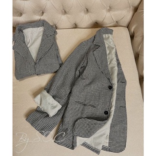 Áo khoác dạ kẻ cổ vest