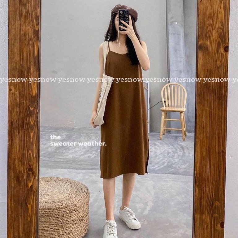 Váy 2 dây, đầm xuông - chất đũi lụa cực mát - chất liệu vải đũi trơn basic nữ đẹp ( hàng có sẵn) | BigBuy360 - bigbuy360.vn