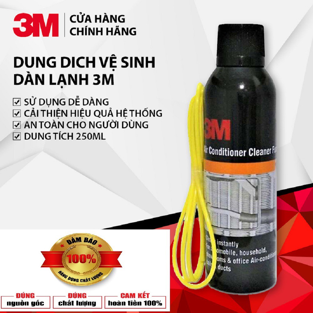 {Chai Dung Dịch Vệ Sinh Dàn Lạnh ÔTô} 3M Air Conditioner Cleaner Foam (250ml) Giúp làm sạch và khử mùi hệ thống điều hòa