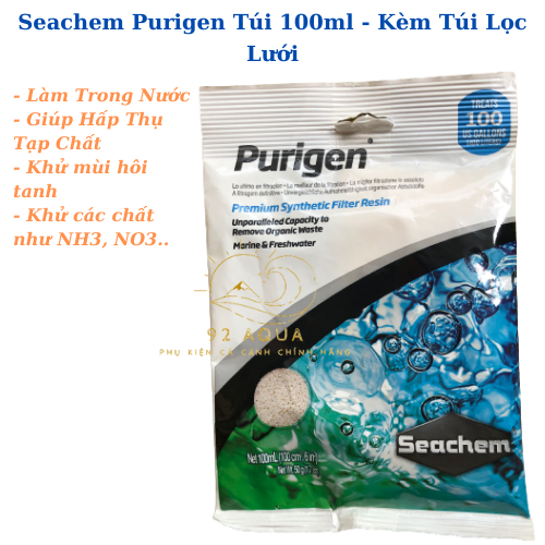 [Mã PETMST5 giảm 10% đơn 199K] Seachem Purigen Túi 100ml - Vật Liệu Lọc Làm Trong Nước Giúp Hấp Thụ Tạp Chất