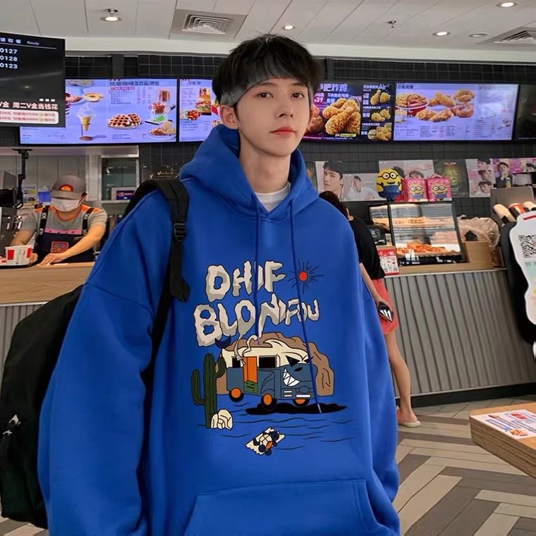 Áo hoodie Dáng Rộng Có In Chữ Thời Trang Phong Cách Hàn Quốc Cho Nam