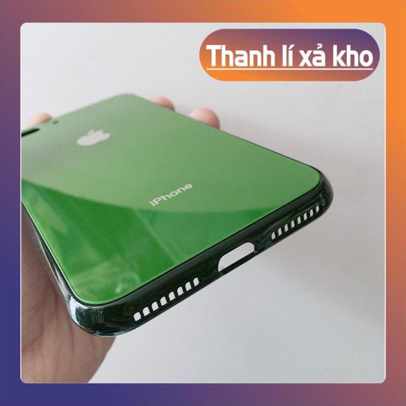 [K] [XANH RÊU] IPHONE 6s.6+.7+.8+ ỐP MẶT LƯNG KÍNH CƯỜNG LỰC XANH RÊU( MÀU MỚI) ^^