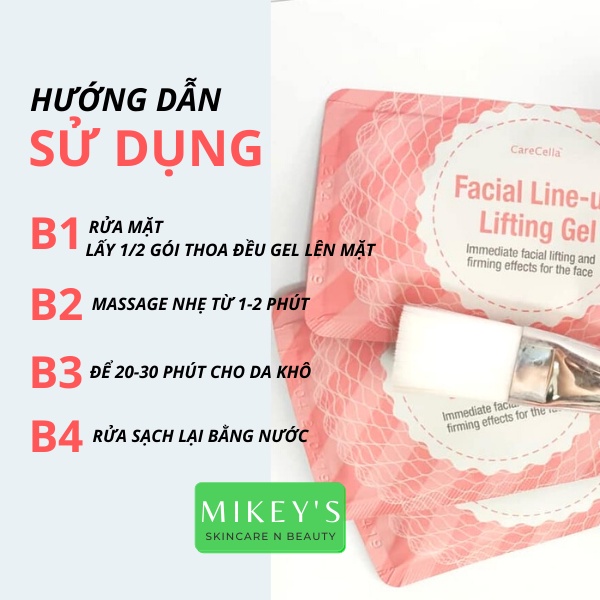 Mặt Nạ NÂNG CƠ MẶT dạng GEL Carecella Mikeybeauty92 XÓA NHĂN Chống Lão Hoá Hàn Quốc (1 hộp/ 4 gói x 9ml)