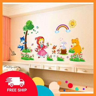 ⚡️𝗙𝗥𝗘𝗘𝗦𝗛𝗜𝗣⚡️ Decal dán tường Cô bé quàng khăn đỏ