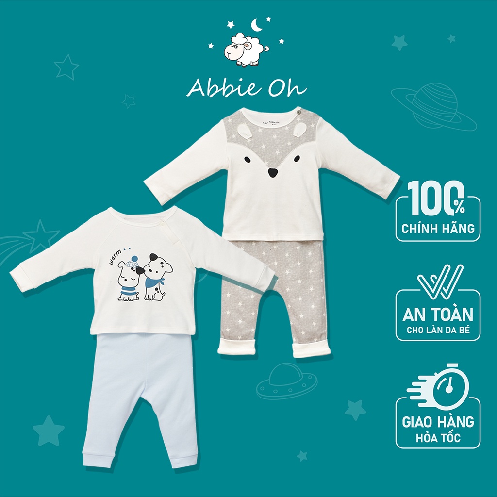 Bộ quần áo dài tay cài vai ABBIEOH chất liệu cotton cho bé 0-3 tuổi BO220 - BO125