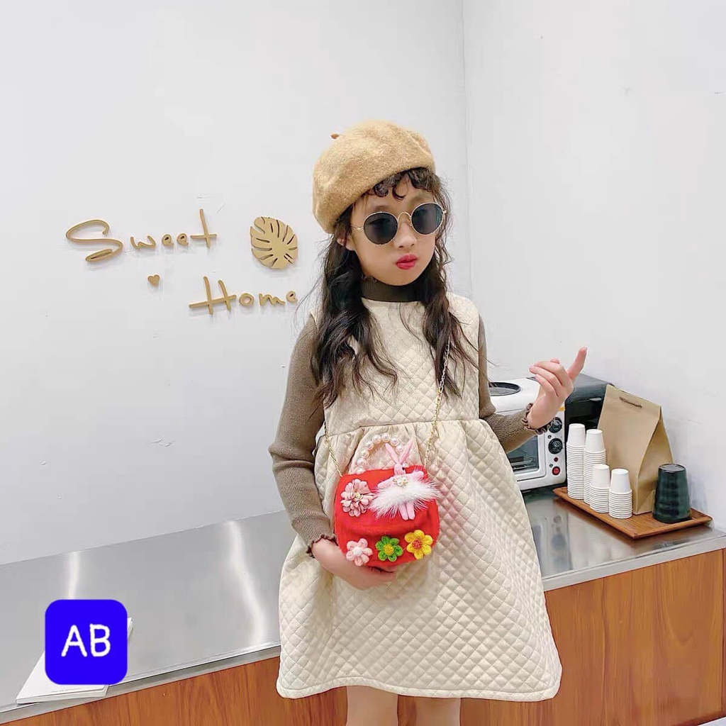 Túi đeo chéo mini, họa tiết hình bông hoa, đáng yêu cho bé