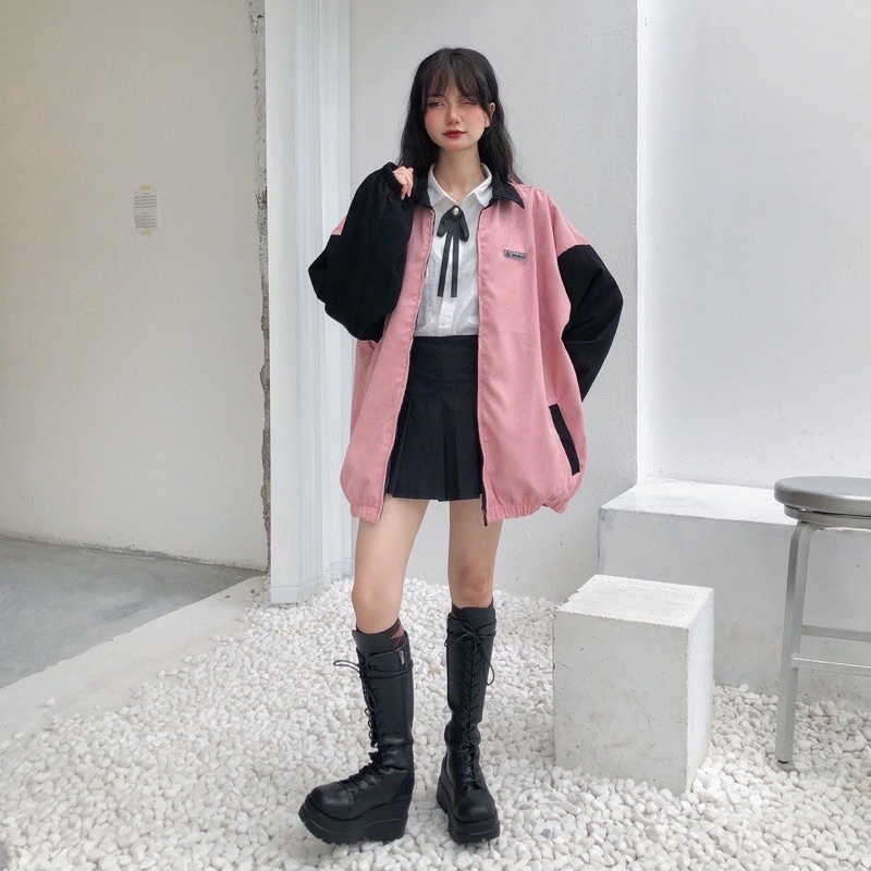 Áo Khoác Nhung Tăm Bóng Chày Phom Rộng Unisex_Áo Khoác Teen_AK56