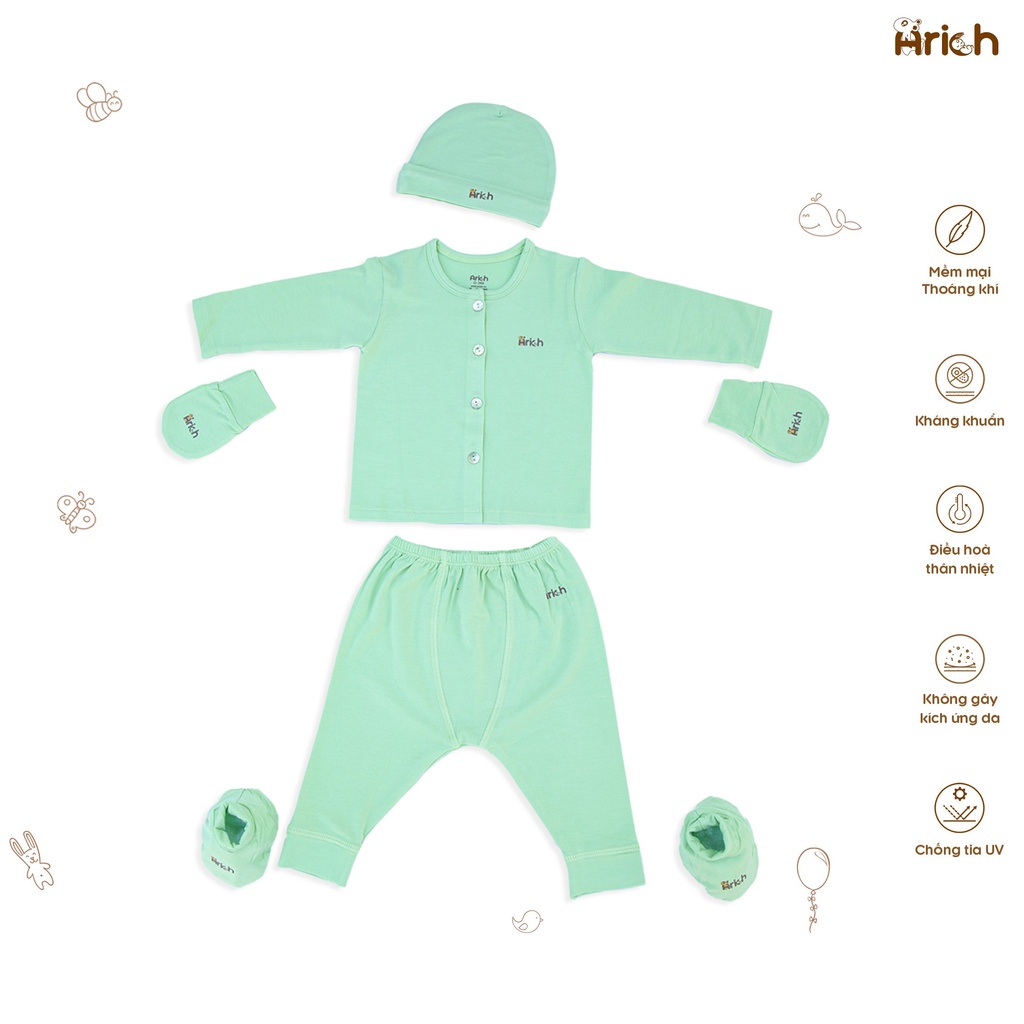 Combo dài thẳng trơn sơ sinh Arich (0-6m)