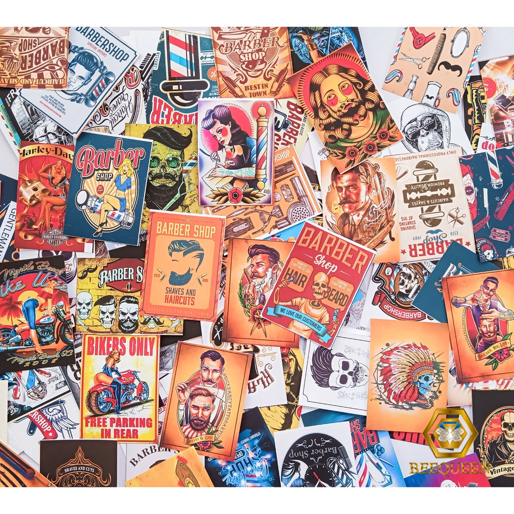 Combo 50-200 Sticker dán gương, tủ, tường Barber Shop, Salon... siêu dính