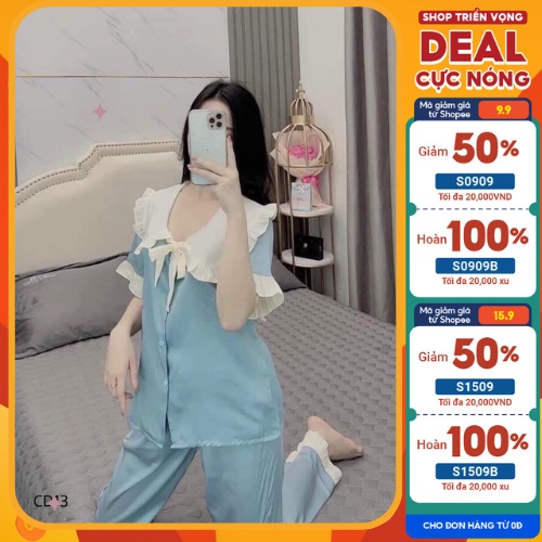 Bộ đồ pijama tiểu thư siêu xinh, Bộ ngủ nữ mặc ở nhà cao cấp - H&N FASHION ( FREESIZE DƯỚI 65KG)