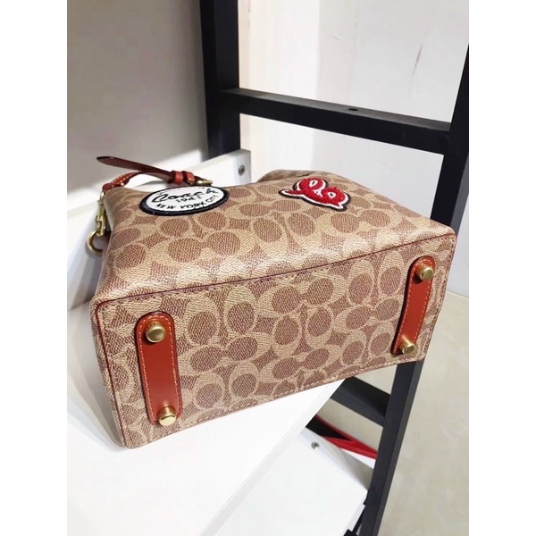 Túi Coach Willow Bucket hoạ tiết trê trung