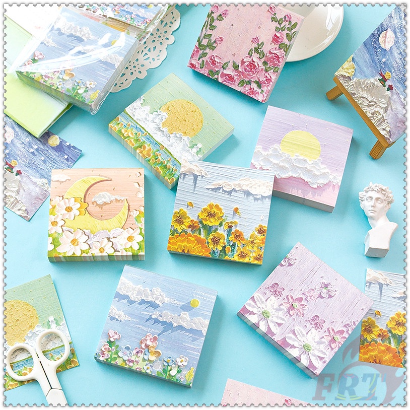 ❀ Giấy Ghi Chú Họa Tiết Tranh Sơn Dầu ❀ Set 100 Tờ Giấy Ghi Chú Nhiều Màu Sắc Dùng Để Ghi Chú / Lập Kế Hoạch