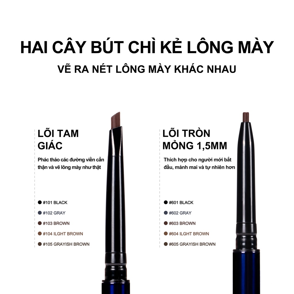 Chì trượt kẻ mày URRACX ngòi mịn mềm lên màu tốt Chì kẻ mày lõi tam giác và lõi tròn