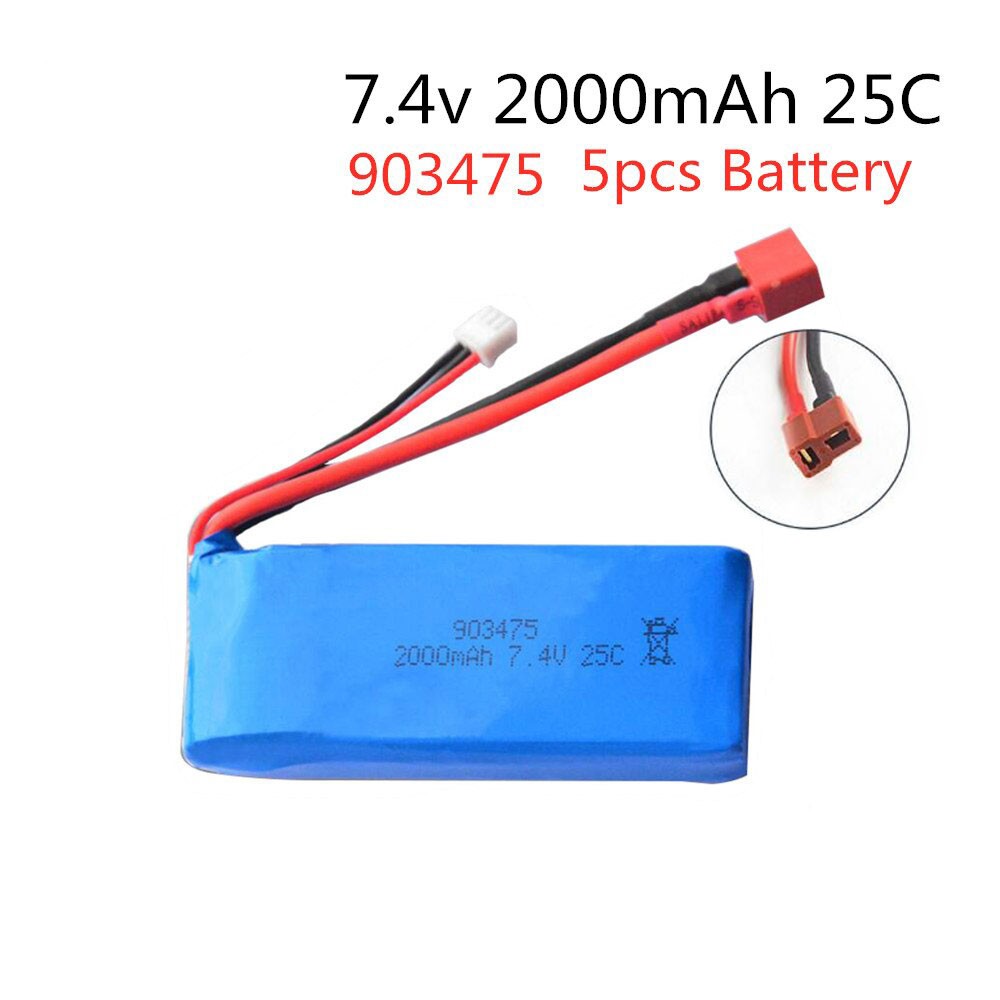 Pin Lipo 7.4V 2000mah 25C jack T dùng cho xe điều khiển, tàu thuyền, cano