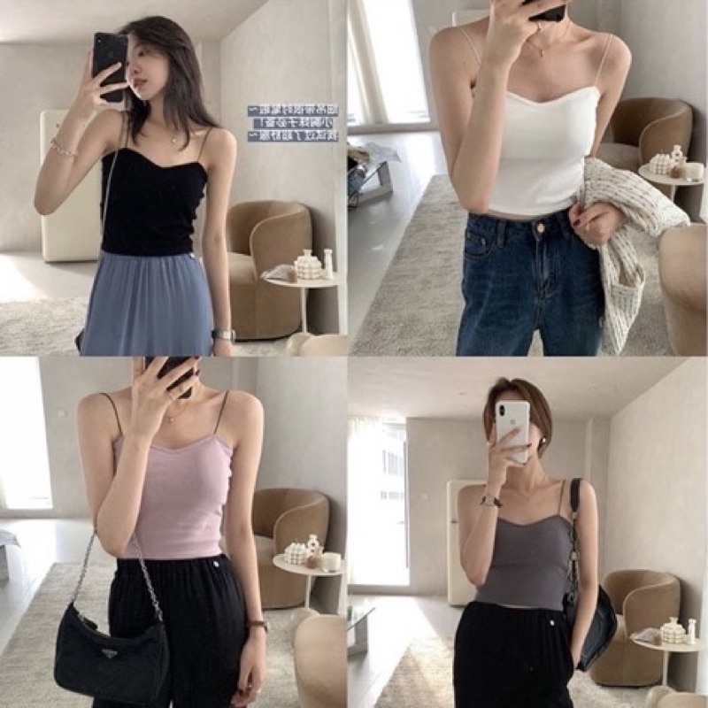 Áo 2 Dây Croptop Sexy Có Đệm Ngực Body Dáng Ôm Nữ TOPBRA AB5