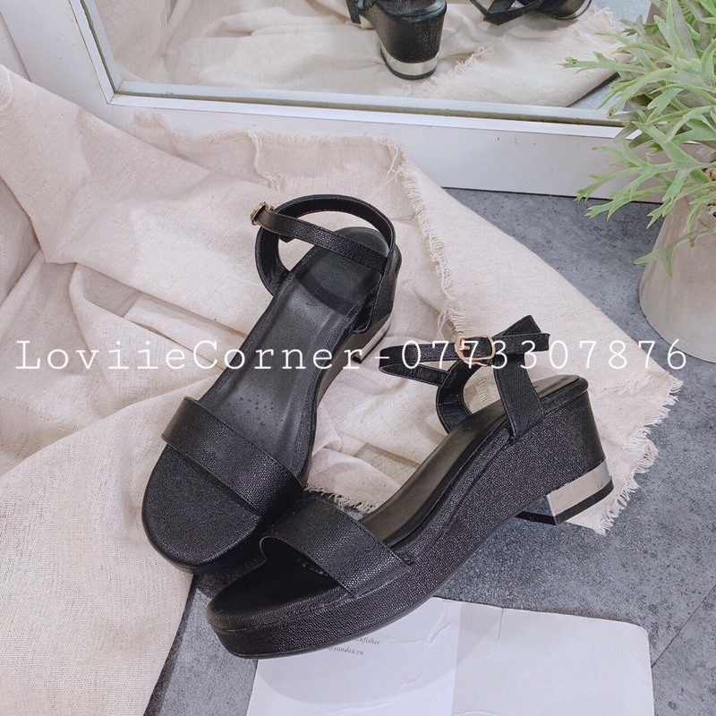 LOVIIECORNER - GIÀY SANDAL ĐẾ XUỒNG NỮ CAO 5 PHÂN - GIÀY SANDAL ĐẾ XUỒNG NỮ  5 PHÂN - GIÀY ĐẾ XUỒNG 5CM CÔNG SỞ S190818