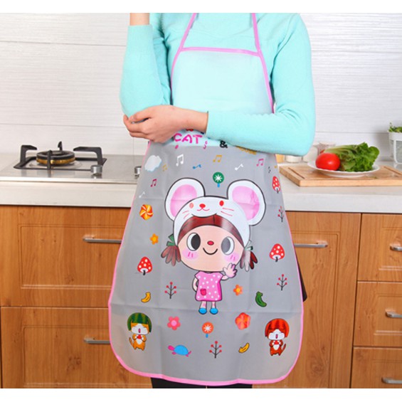 Tạp Dề Nhà Bếp Họa Tiết Hoạt Hình Dễ Thương, Chống Thấm Nước Cực Tốt