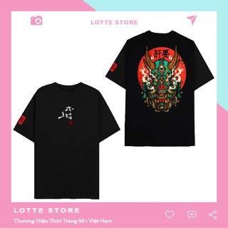 Kull ngầu với áo thun hai màu đen trắng unisex fom rộng dragonshirt in hình cá tính lotte store