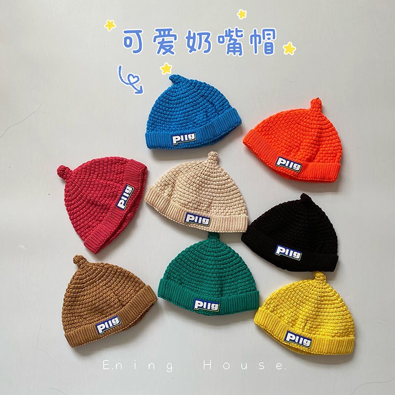 Mũ Len Beanie Mềm Mại Màu Trơn Kiểu Hàn Quốc Thời Trang Thu Đông Cho Bé 0-3 Tuổi
