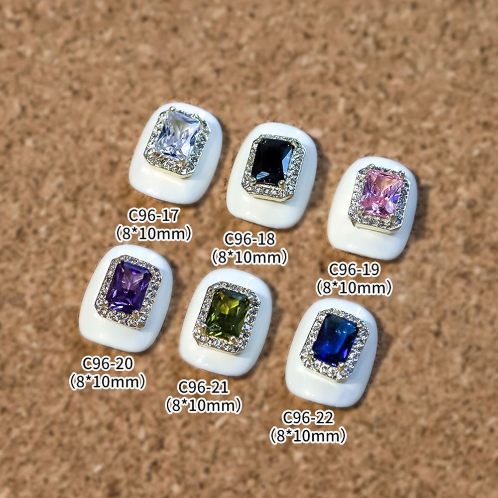 [Hàng mới về] Đá kim cương giả hình chữ nhật đính móng trang trí nghệ thuật 3D