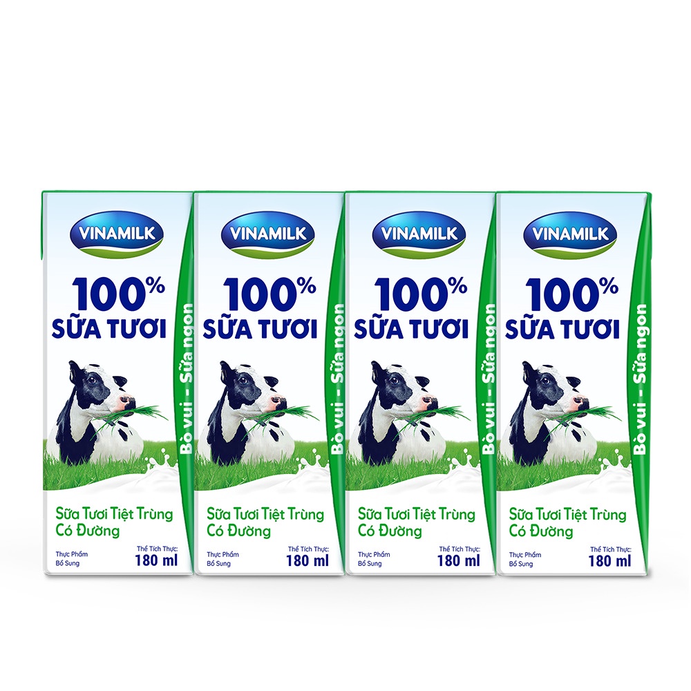 Lốc 4 hộp Vinamilk 100% 180ml (Đủ Vị)