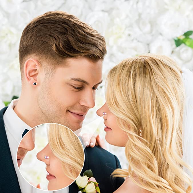 Set 12 Khuyên Kẹp Mũi / Môi / Tai / Mũi Nam Châm Đính Đá Pha Lê Nhiều Màu Chất Lượng Cao