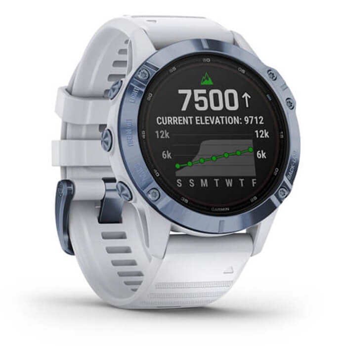 Đồng hồ Garmin Fenix 6 Pro Solar, Cobalt Blue w/Whitestone band, GPS, SEA - Chính Hãng