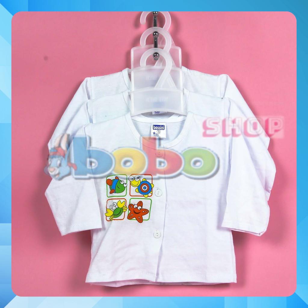 Set 5 Bộ Quần Áo Sơ Sinh Tay Dài Cúc Giữa Trắng Bosinis Cho Bé 2-17kg