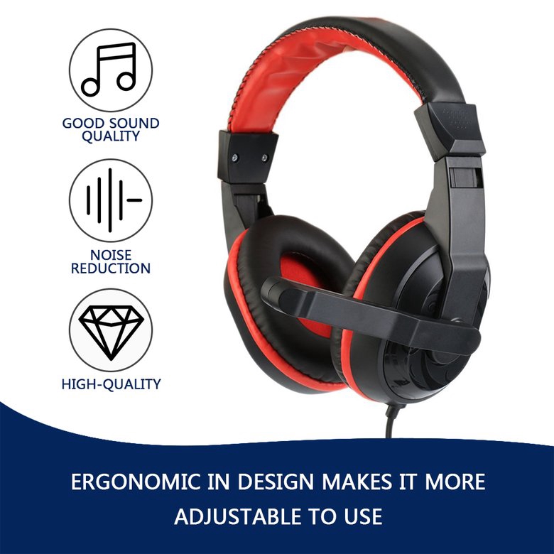 PK 3.5mm Adjustable Gaming Headphones Stereo Noise-canceling Computer Headset